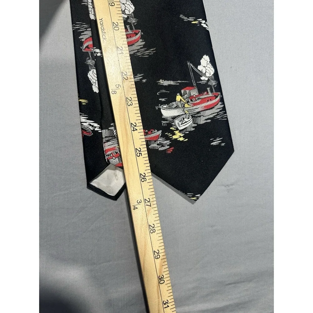 VTG San Remo Black Fishing Boat Novelty Neck Tie